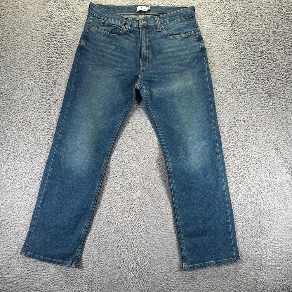 True Craft Jeans Men's 34x30 Blue Cotton Denim Straight Relaxed Faded Stretch